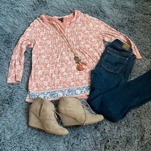 Lucky brand XL blush colored blouse